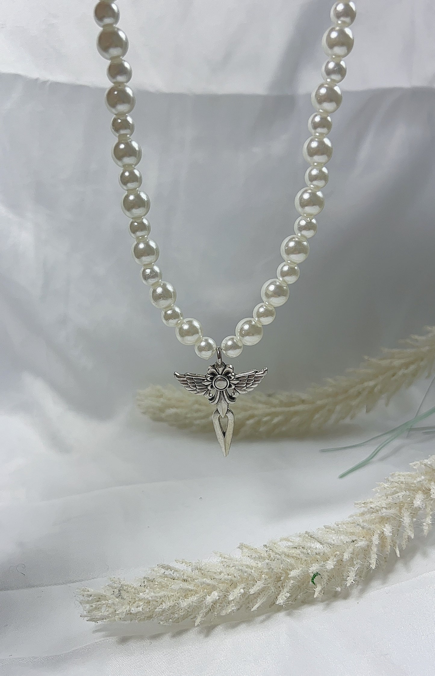Angel Cross Pearl Necklace