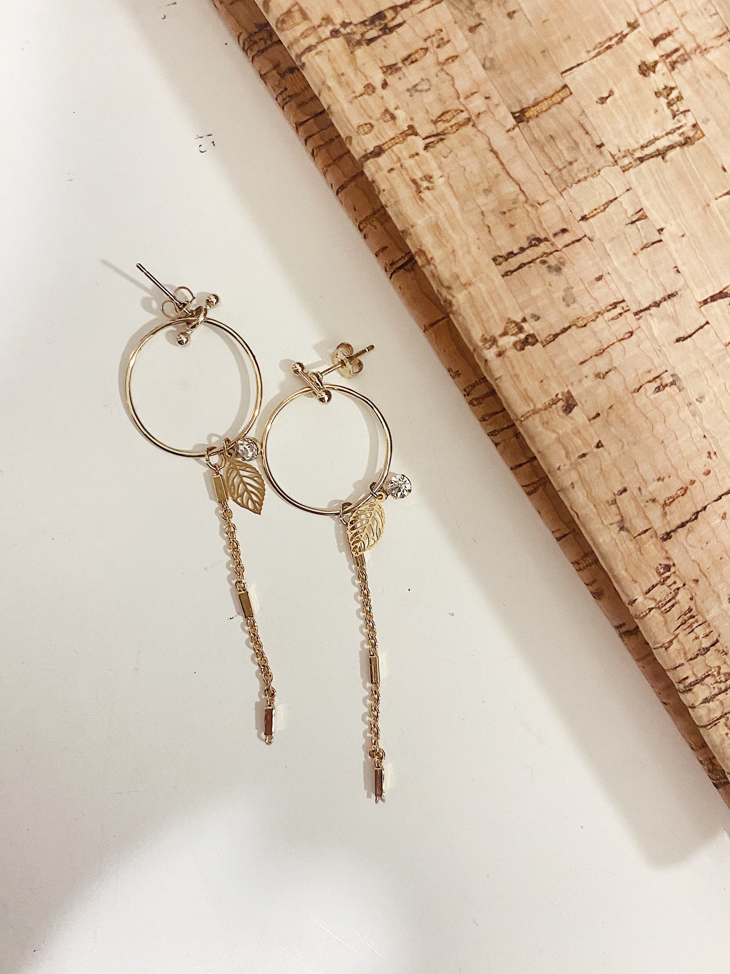 Gold Mini Crystal and Leaf jingle dangle